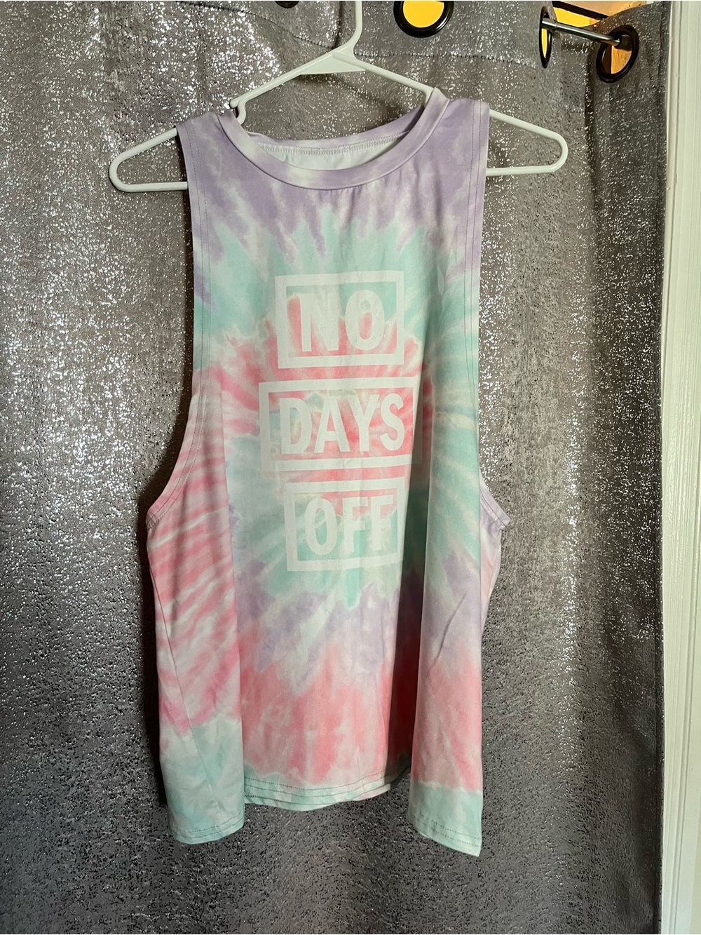 No Days Off Tie-Dye Muscle Tank Top - Pastel Pink Mint Lavender